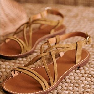 Sézane Mia Low Sandals Taupe Leather